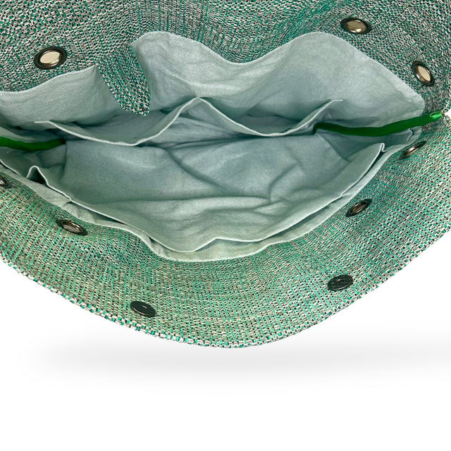 Turquoise heavy weave twill sustainable bag - inside pocket storage