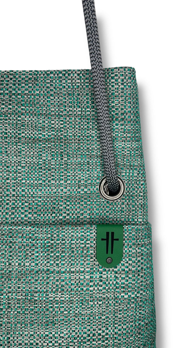 Turquoise heavy weave twill sustainable bag - customisable strap and logo