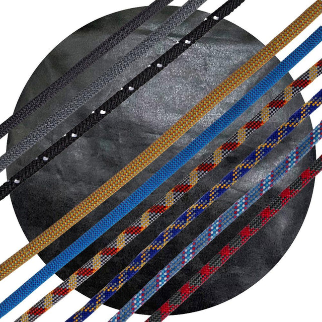 Black distressed faux leather swatch with rope overlay