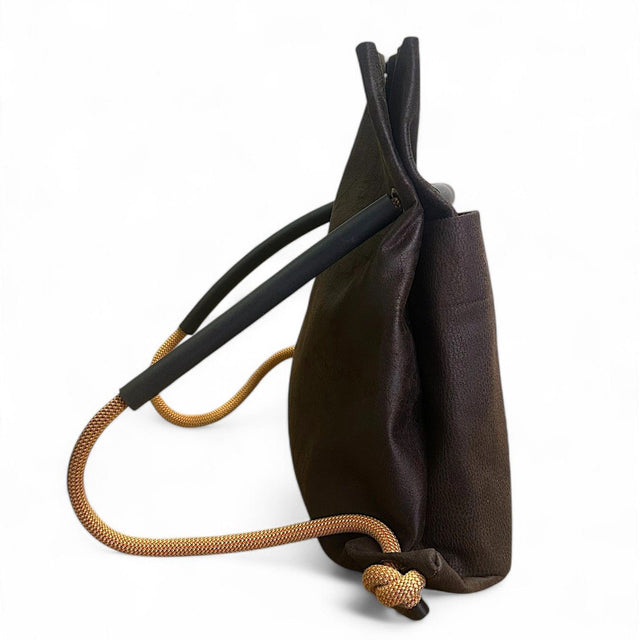 2in1 backpack by Ditto in reclaimed brown nubuck & recycled climbing ropes handles