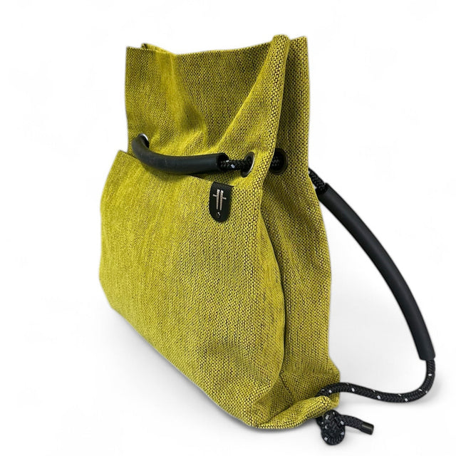 chartreuse green textile convertible backpack - commuter bag