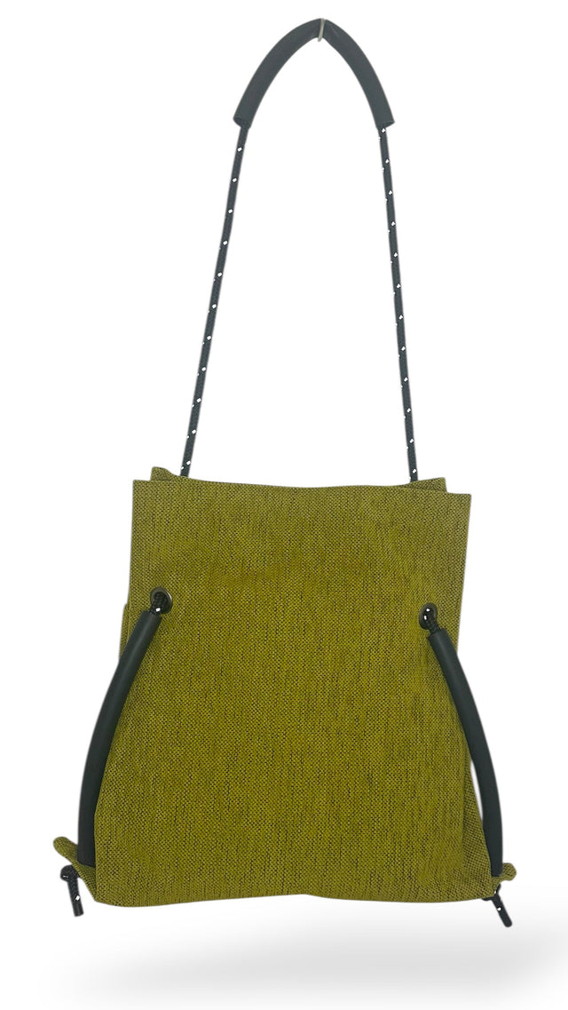 chartreuse green textile convertible backpack - one of a kind bag