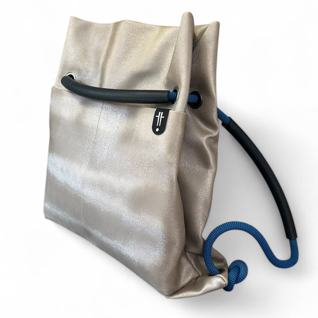 platinum pleather limited edition sustainable backpack - convertible commuter bag