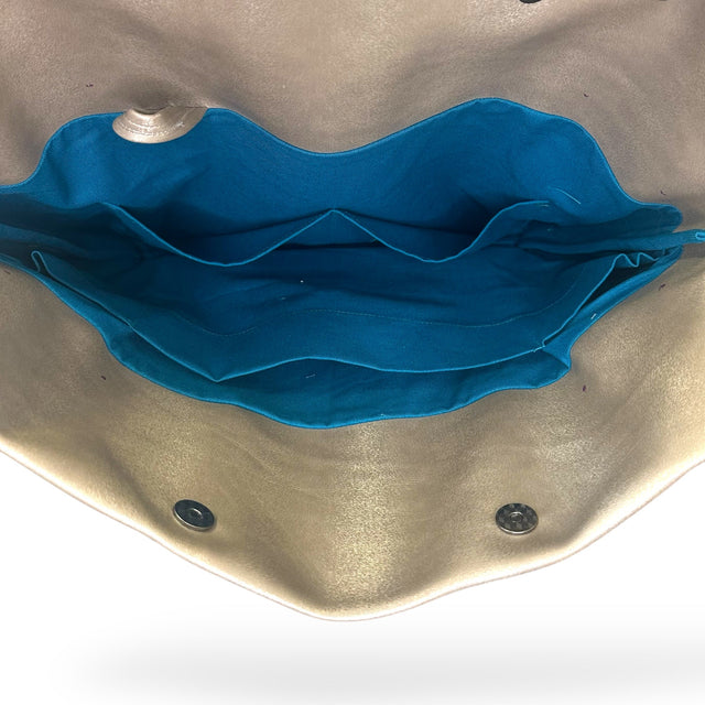 platinum pleather inside backpack pockets and storage