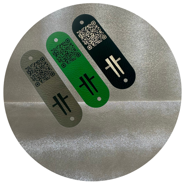 platinum pleather fabric logo swatch