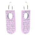 Pair of pink earrings with a subtle grey texture pattern on a white background