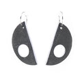 d-shaped bauhaus inspired earrings in dark grey recycled linoleum