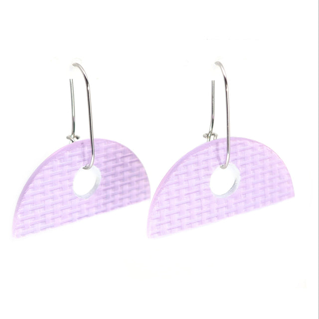 semi-circle Bauhaus style oval hoop earrings in lilac