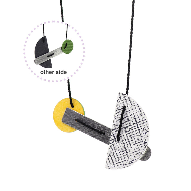 Abstract art piece with geometric shapes on a white background