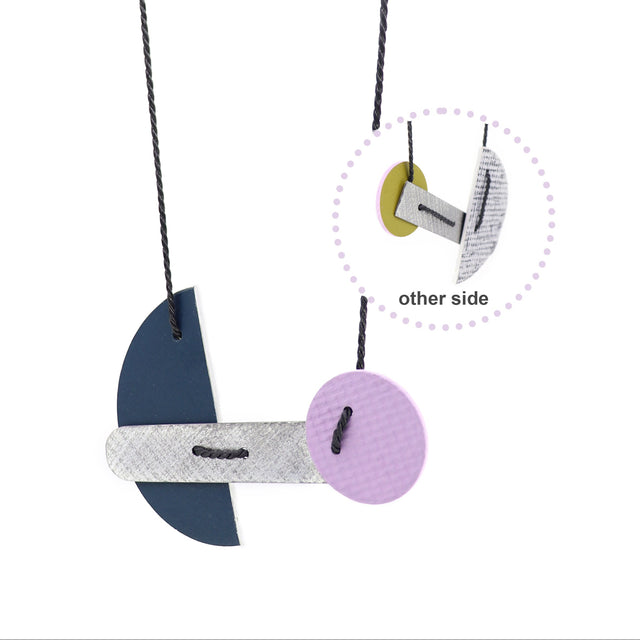 bauhaus style necklace with reversible colourways