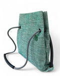 Turquoise heavy weave twill sustainable bag - convertible commuter backpack - limited edition