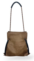 brown weathered faux leather convertible bag  - convertible with recycled climbing rope 