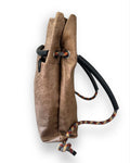 brown weathered faux leather convertible bag with recycled climbing rope - 2in1 backpack