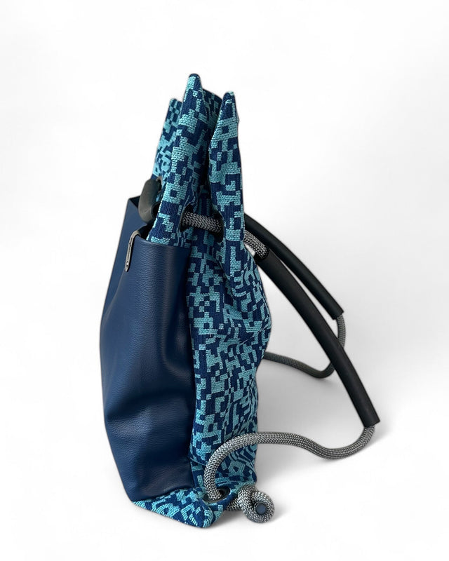 geometric blue convertible backpack - limited edition