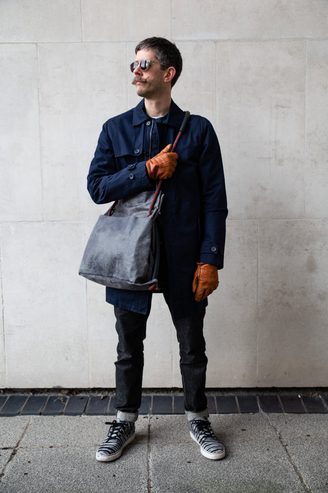 convertible cross body bag in weather faux leather with climbing rope handle