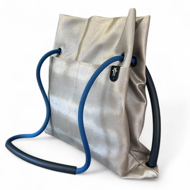 platinum pleather limited edition sustainable bag - convertible commuter backpack