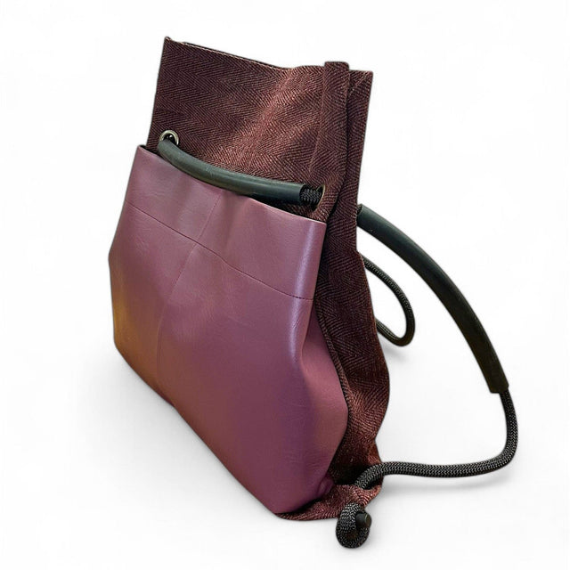 Handmade reclaimed plum chevron textile Ditto convertible backpack