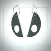 D shaped earrings with grey linoleum pendants on silver hoop rotating